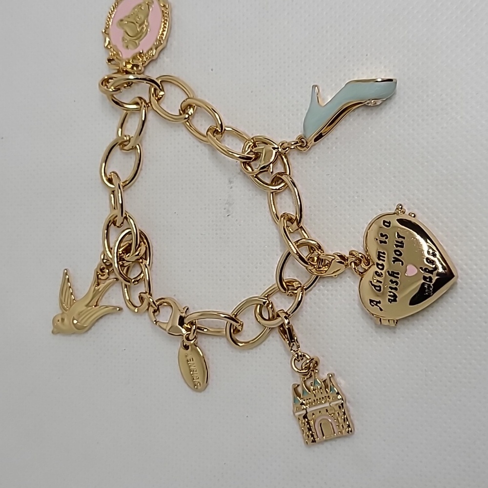 DISNEY COUTURE CINDERELLA 5 CHARMS + BRACELET SET - NO BOX